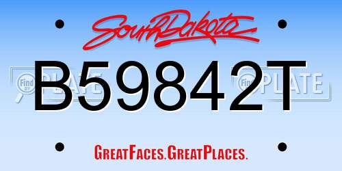 B59842T South Dakota License Plate