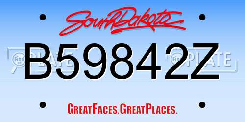 B59842Z South Dakota License Plate
