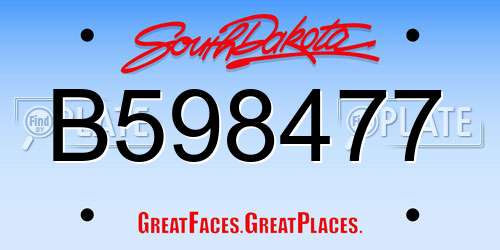 B598477 South Dakota License Plate