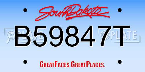 B59847T South Dakota License Plate