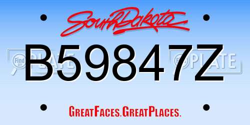 B59847Z South Dakota License Plate