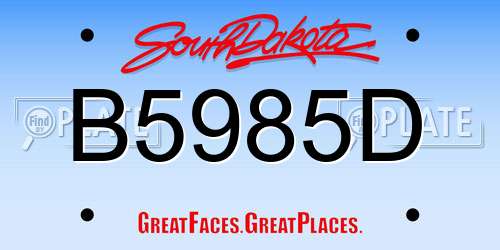 B5985D South Dakota License Plate