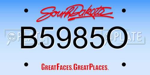 B5985O South Dakota License Plate
