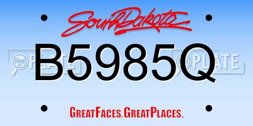B5985Q South Dakota License Plate