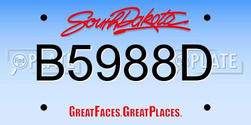 B5988D South Dakota License Plate