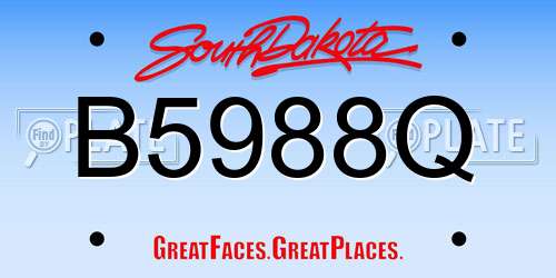 B5988Q South Dakota License Plate