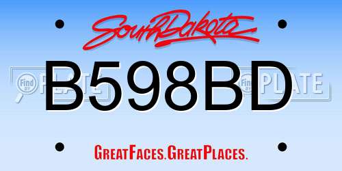 B598BD South Dakota License Plate