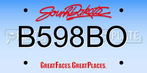 B598BO South Dakota License Plate