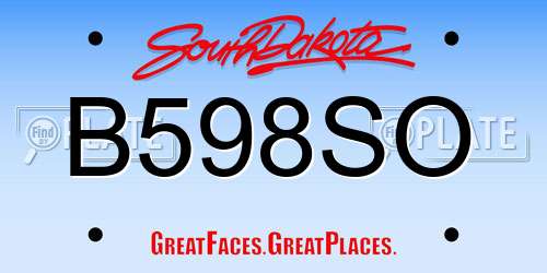 B598SO South Dakota License Plate