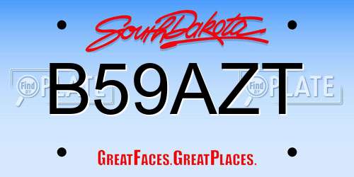 B59AZT South Dakota License Plate