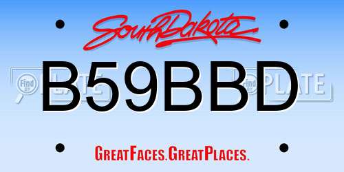 B59BBD South Dakota License Plate