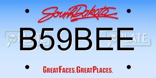 B59BEE South Dakota License Plate