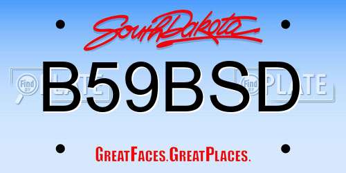 B59BSD South Dakota License Plate