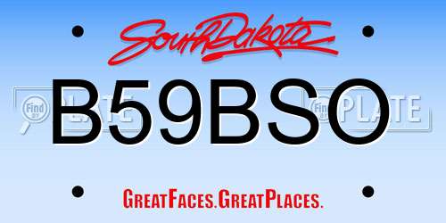 B59BSO South Dakota License Plate