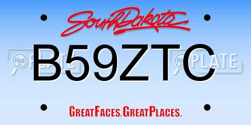 B59ZTC South Dakota License Plate