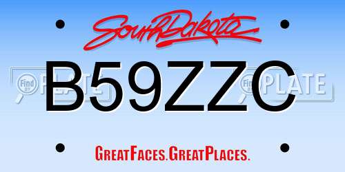 B59ZZC South Dakota License Plate