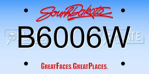 B6006W South Dakota License Plate