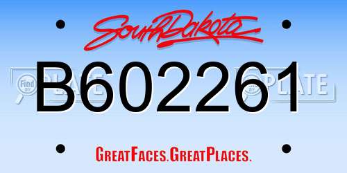 B602261 South Dakota License Plate