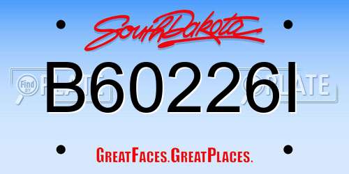 B60226I South Dakota License Plate