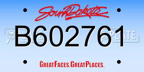 B602761 South Dakota License Plate