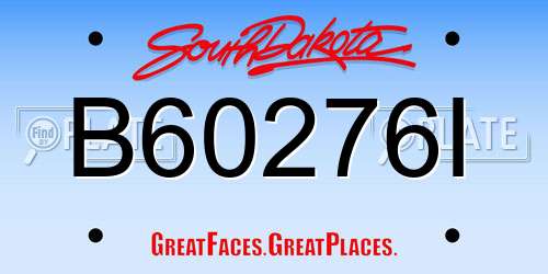 B60276I South Dakota License Plate
