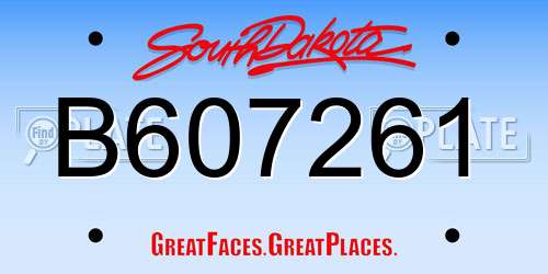 B607261 South Dakota License Plate