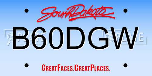 B60DGW South Dakota License Plate