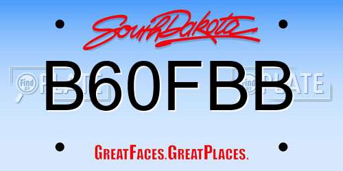 B60FBB South Dakota License Plate