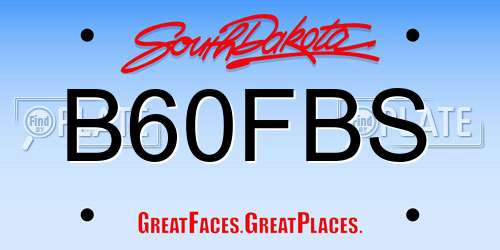 B60FBS South Dakota License Plate