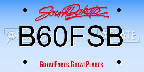 B60FSB South Dakota License Plate