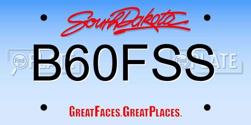 B60FSS South Dakota License Plate