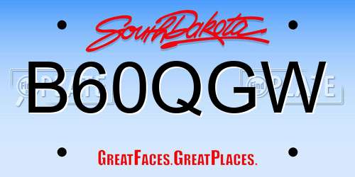 B60QGW South Dakota License Plate