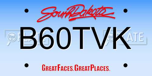 B60TVK South Dakota License Plate