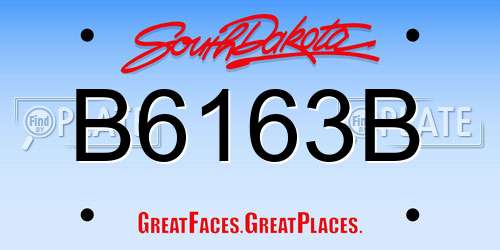 B6163B South Dakota License Plate