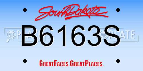 B6163S South Dakota License Plate