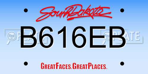 B616EB South Dakota License Plate
