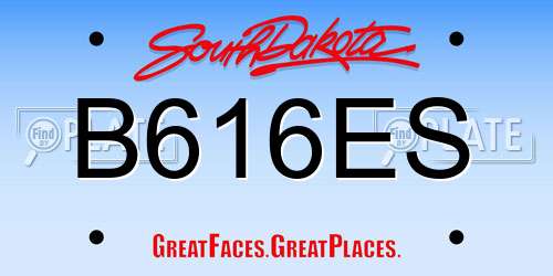 B616ES South Dakota License Plate