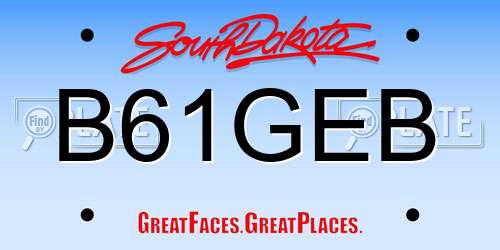 B61GEB South Dakota License Plate