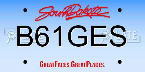 B61GES South Dakota License Plate