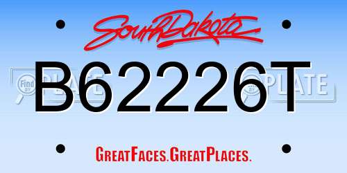 B62226T South Dakota License Plate
