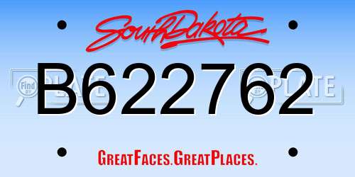 B622762 South Dakota License Plate