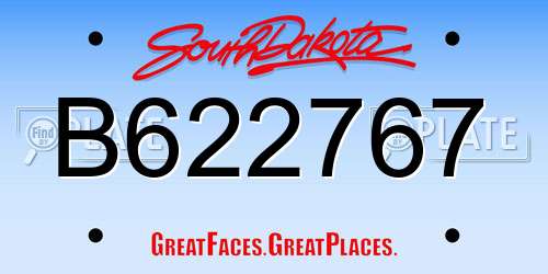 B622767 South Dakota License Plate