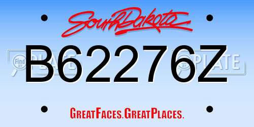 B62276Z South Dakota License Plate