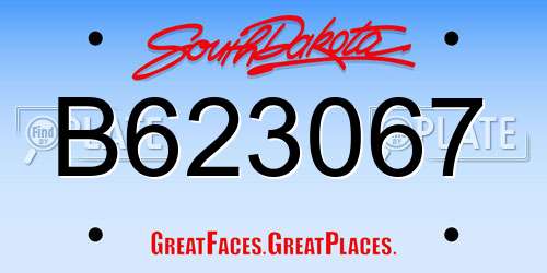 B623067 South Dakota License Plate