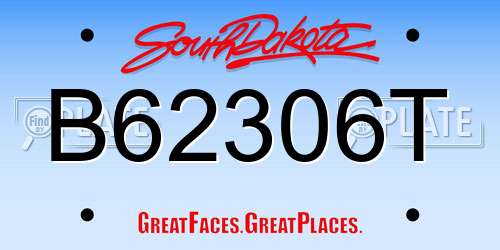 B62306T South Dakota License Plate