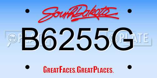 B6255G South Dakota License Plate