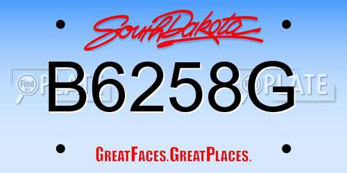 B6258G South Dakota License Plate