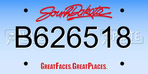 B626518 South Dakota License Plate