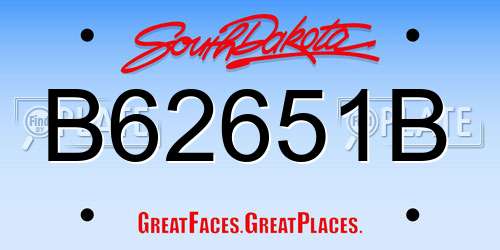 B62651B South Dakota License Plate