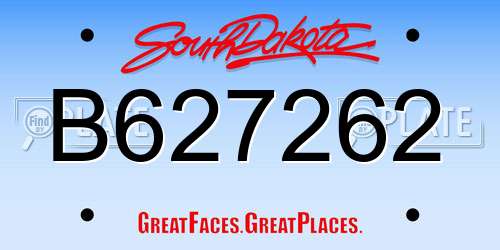 B627262 South Dakota License Plate